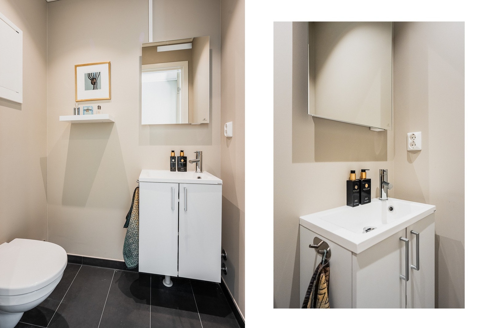 Separat toalett med servant og vegghengt WC. Galleribilde