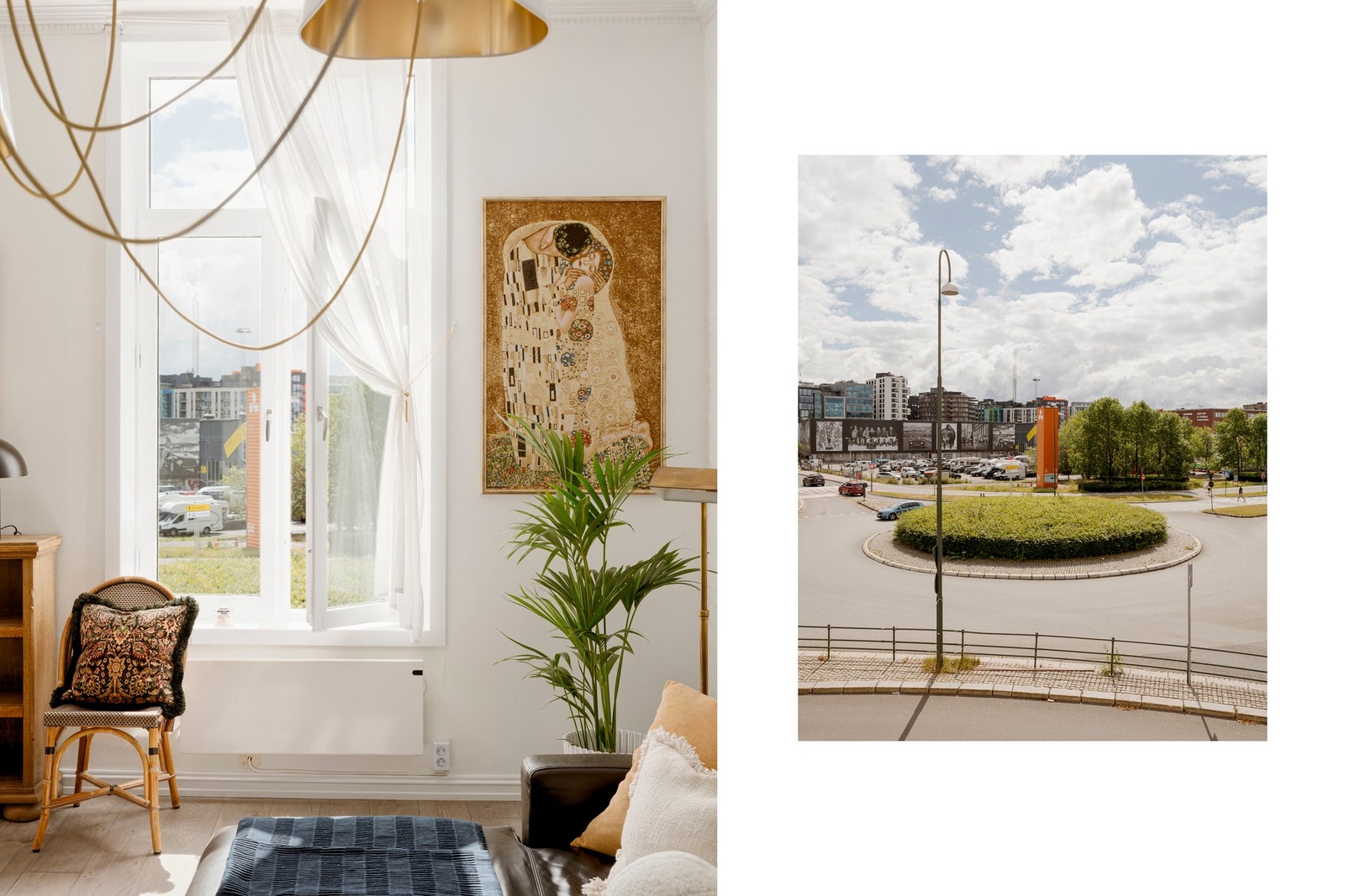 Hyggelig utsyn mot Aker Brygge og Tjuvholmen fra stuevinduet. Galleribilde