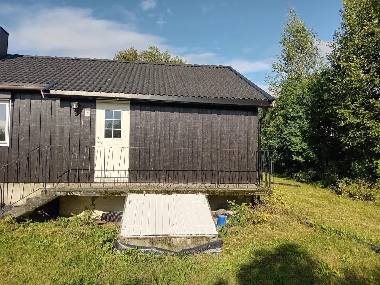 Inngangsparti med lem ned til kjelleren. Galleribilde