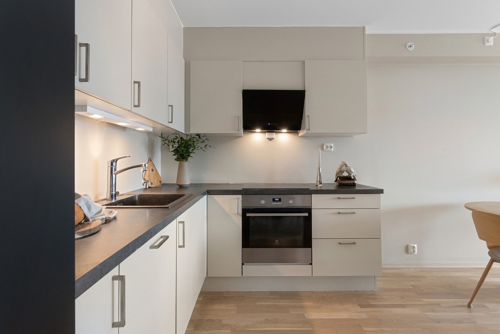 Det er integrert platetopp, stekeovn og oppvaskmaskin. Galleribilde