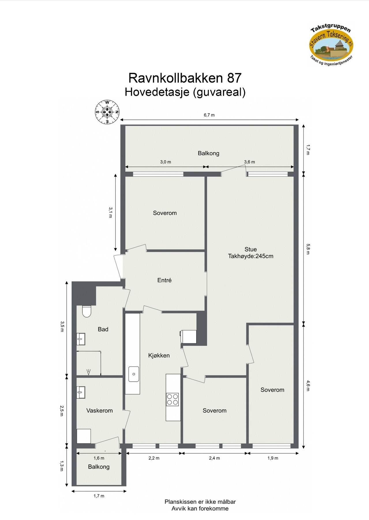 Oppmålt planløsning Galleribilde