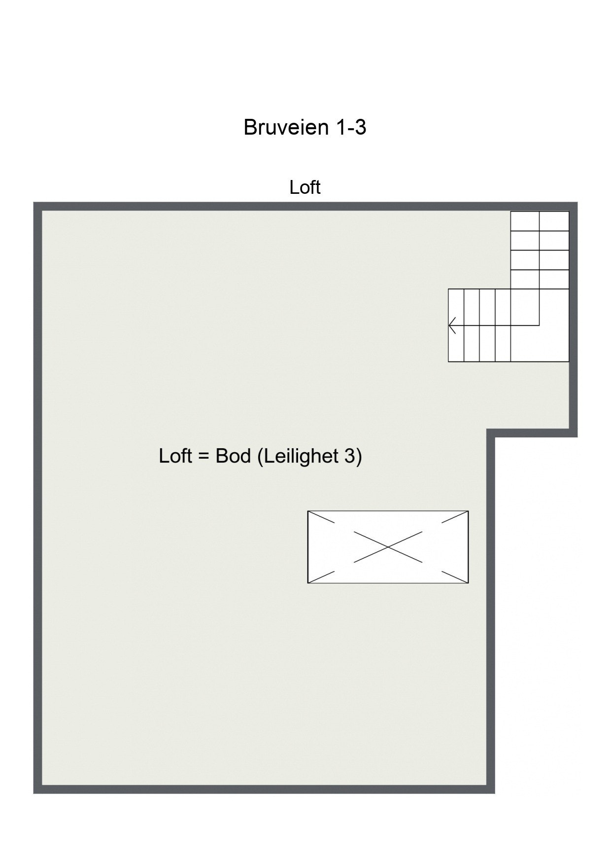 Plantegning eget loft som tilhører leiligheten/leilighet 3 Galleribilde