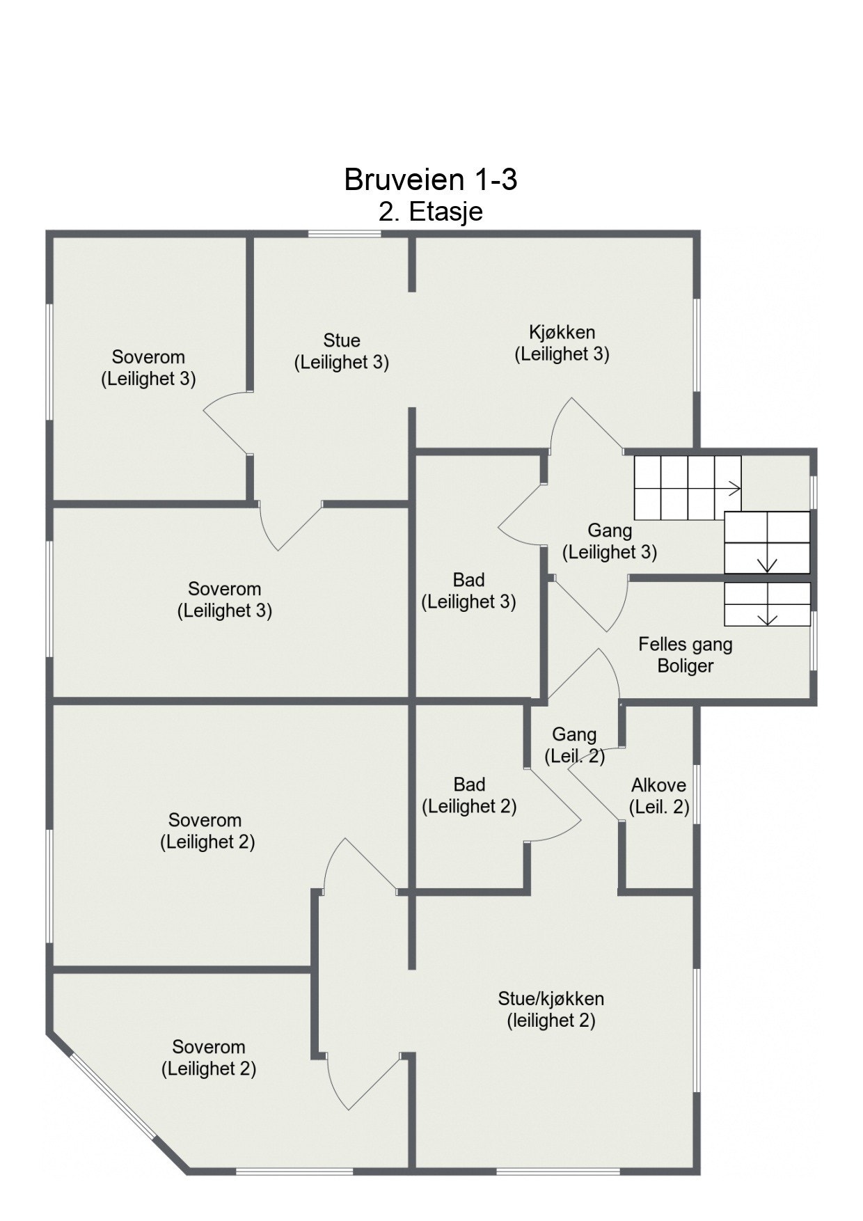 Plantegning hele andre etasje. Galleribilde