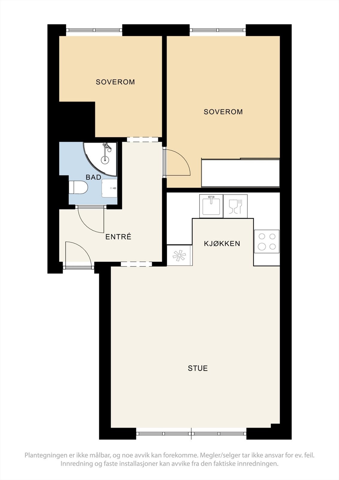 Alternativ plantegning hvis du ønsker en 3-roms. Galleribilde