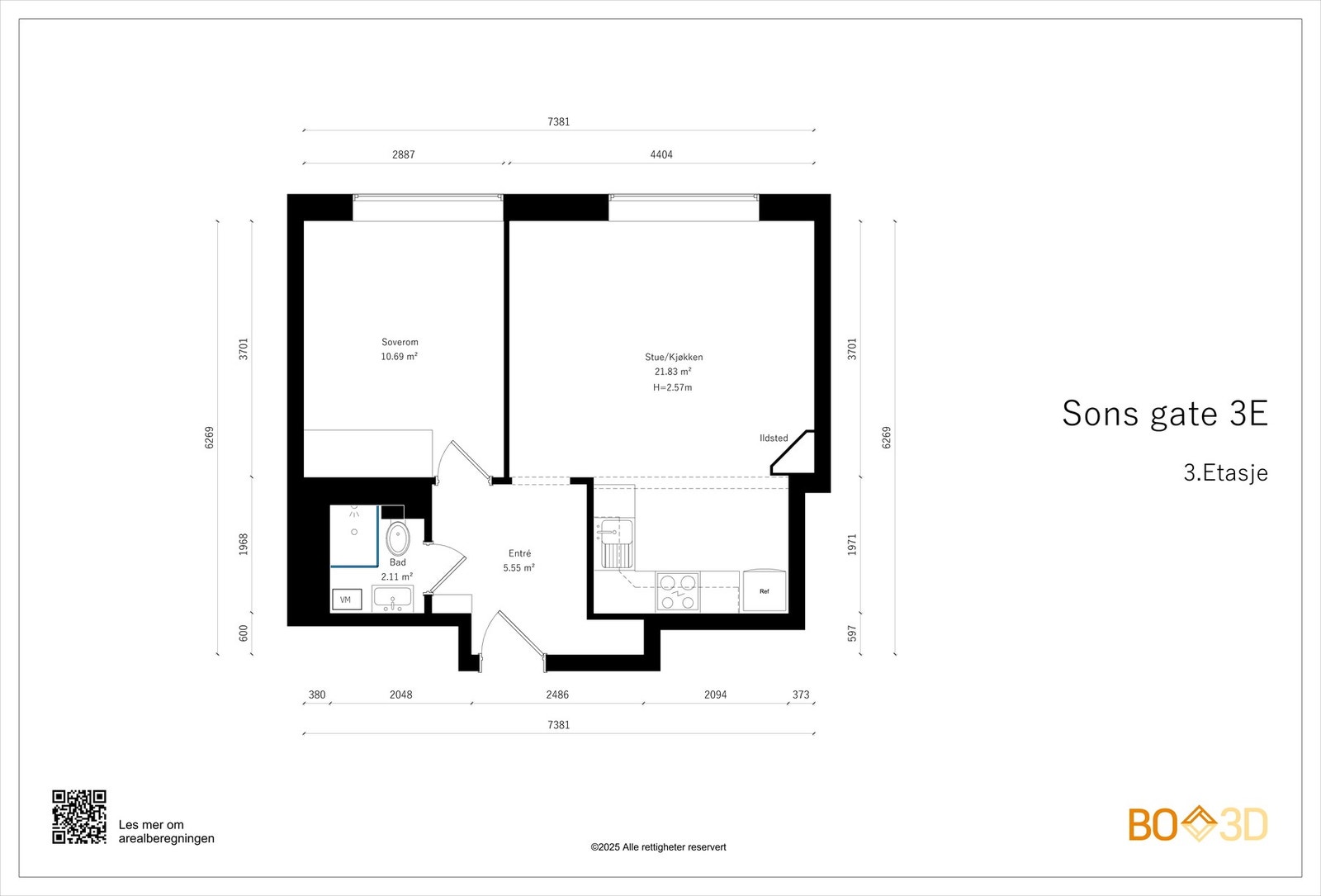 Leiligheten disponerer loftsbod på 3 m² og en bod på 3 m² i kjeller. Godt med oppbevaringsplass, altså! Galleribilde