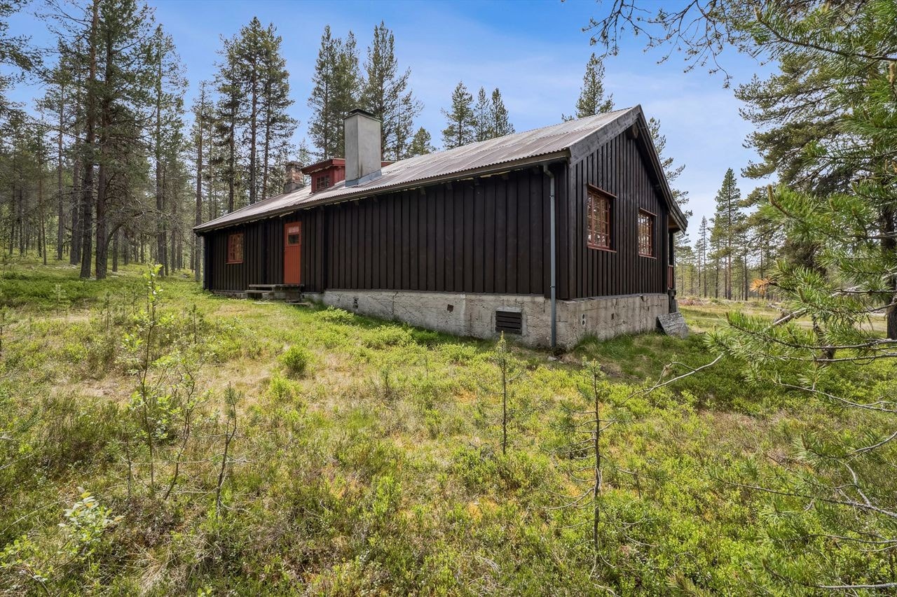 Hytta ligger på 692 meters høyde, med kort vei til både skog og fjell. Fint utgangspunkt for jakt, fiske og friluftsliv. Galleribilde