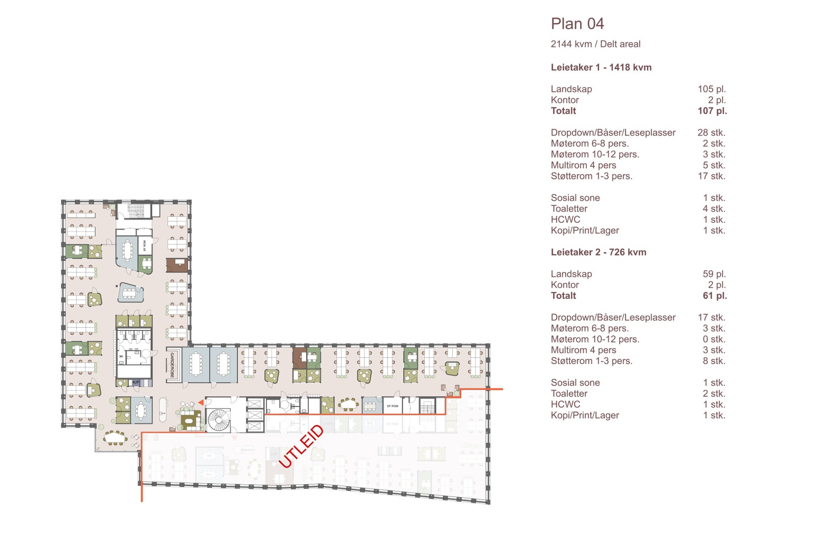 Plan 4 - 1 418 kvm ledig Galleribilde