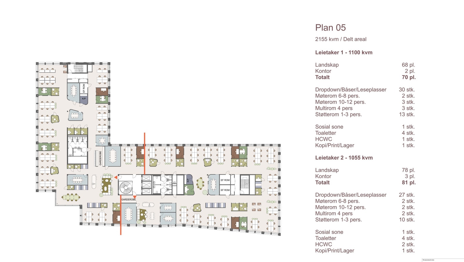 Plan 5 - 2 155 kvm - To brukere Galleribilde