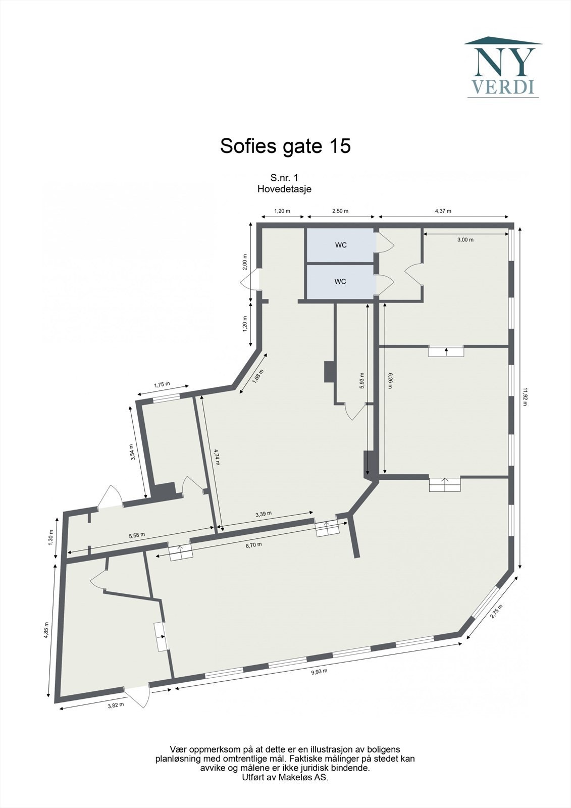 thumbnail_Sofies gate 15 - Snr. 1, h. etg - 2D Floor Plan.jpg Galleribilde