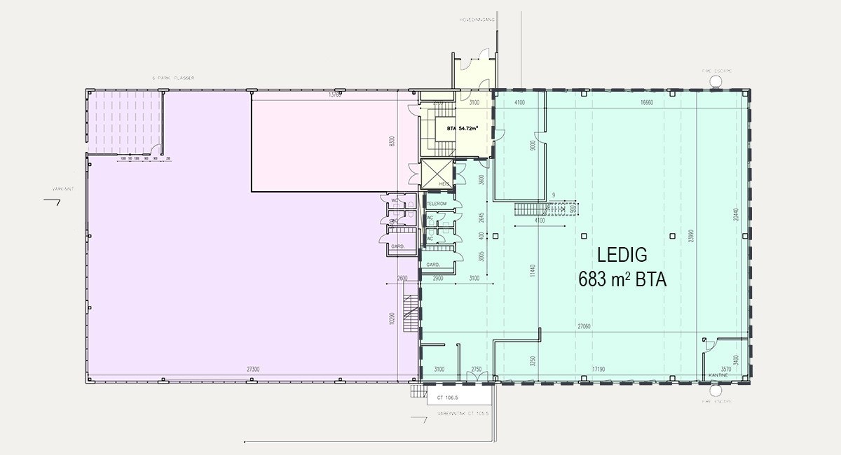 Plantegning 2. etasje - ledig 683 kvm BTA lager Galleribilde
