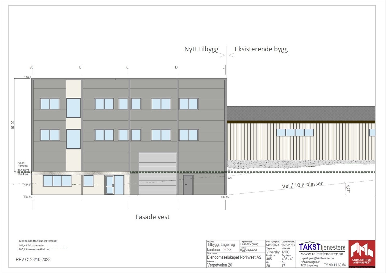 Fasade mot vest Galleribilde