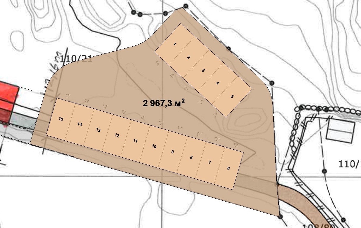 Eiendommen. Byggetrinn nr 1 (1-5) og nr 2 (6-15). Galleribilde