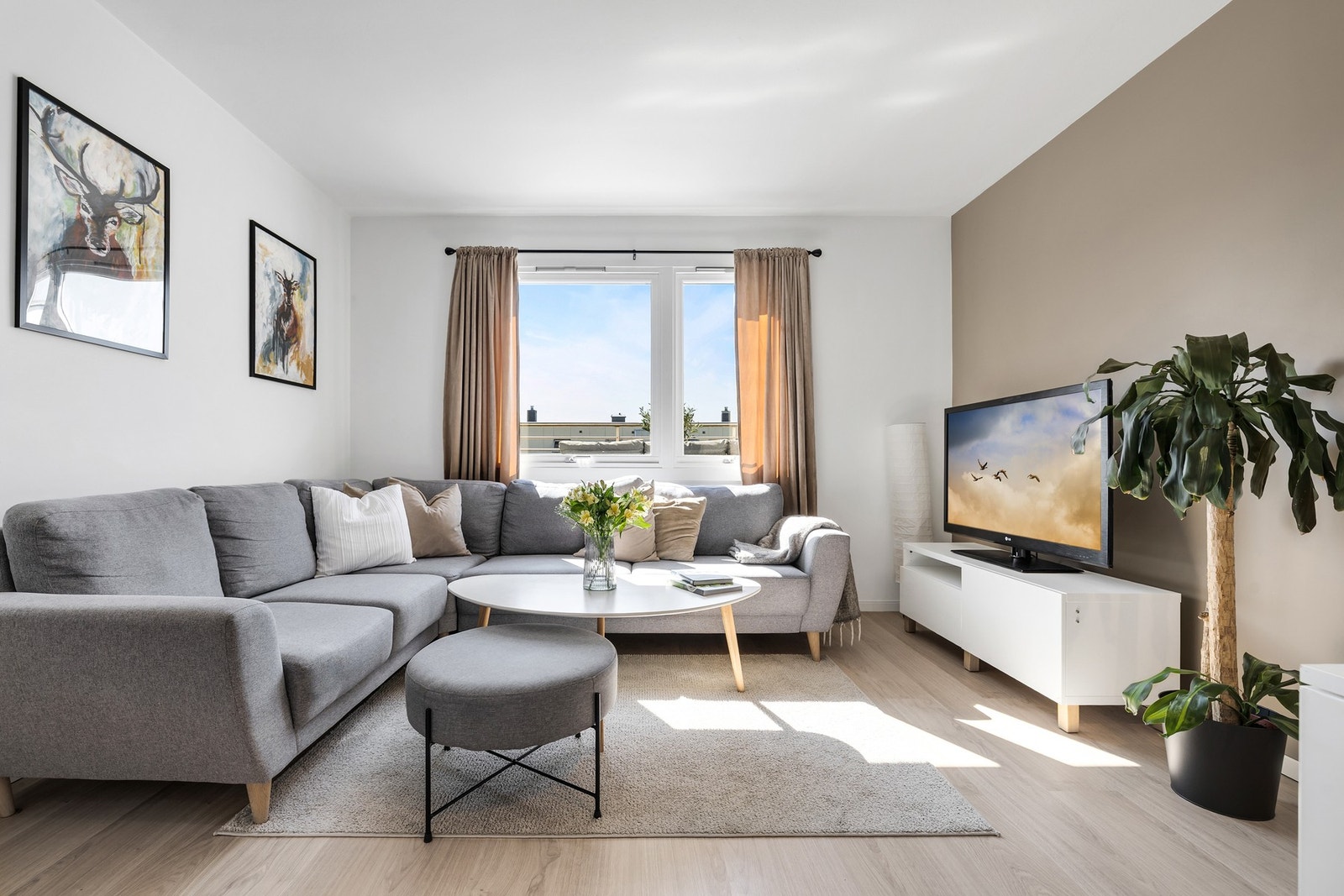 Leiligheten har en lys og tiltalende stue på 16,5 kvm. Galleribilde