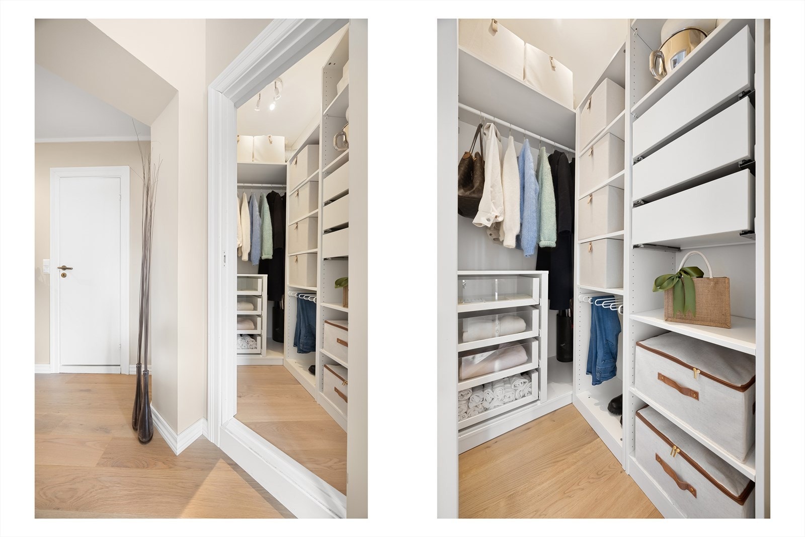 Det er innredet en praktisk walk-in-garderobe i gangens ende Galleribilde