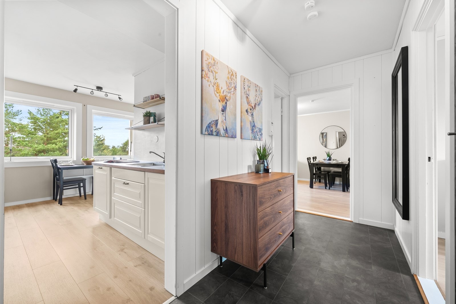 Gangen har en sentral plassering som sikrer god flyt mellom alle rommene. Galleribilde