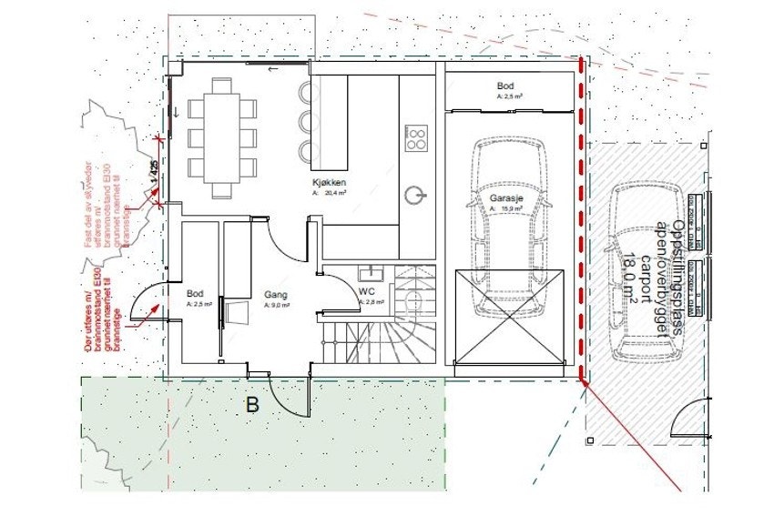 Plantegning 1. etasje Galleribilde