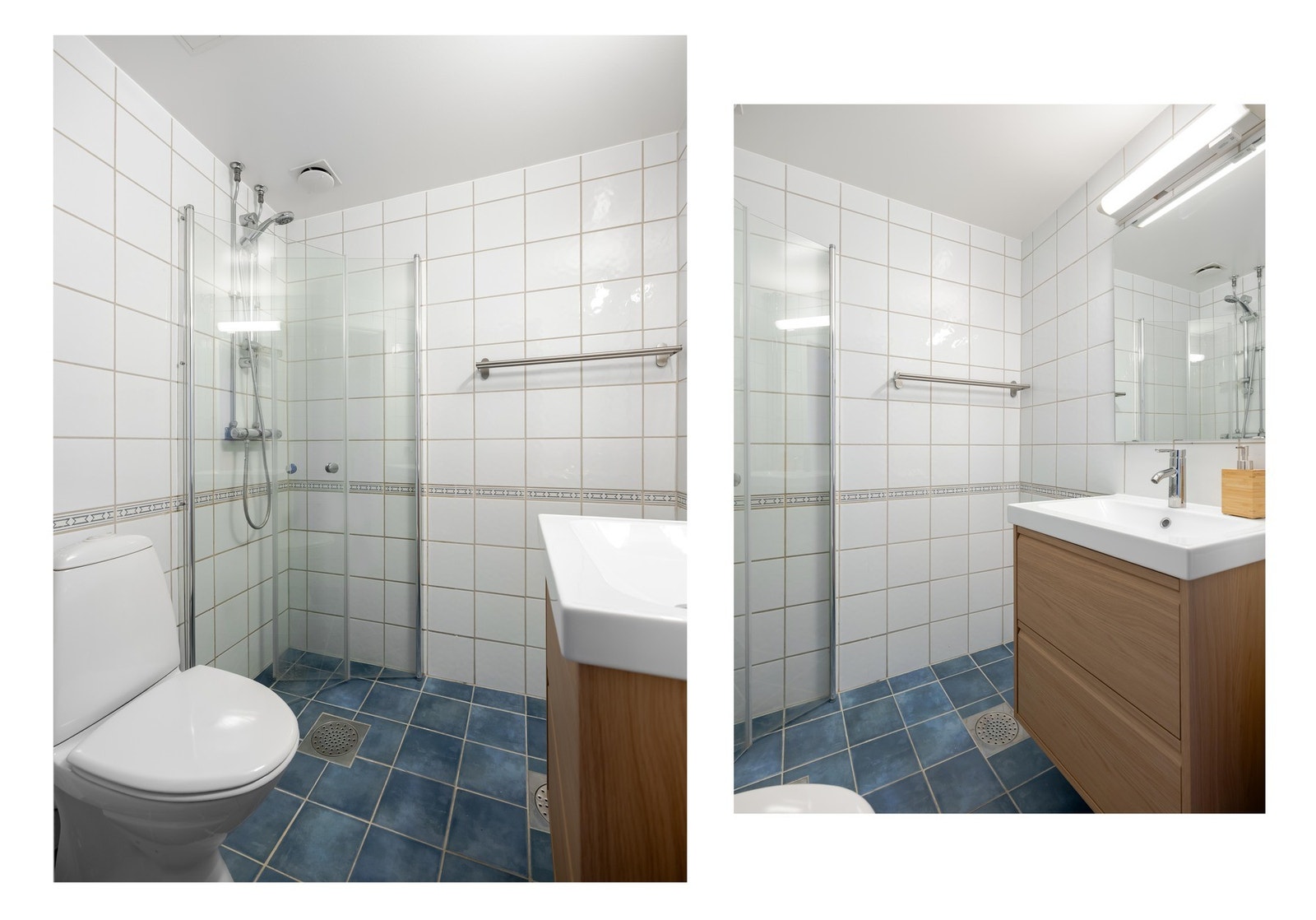 Fra entreen finner vi inngangen til badet, som ble pusset opp i regi av borettslaget i 2004. Galleribilde