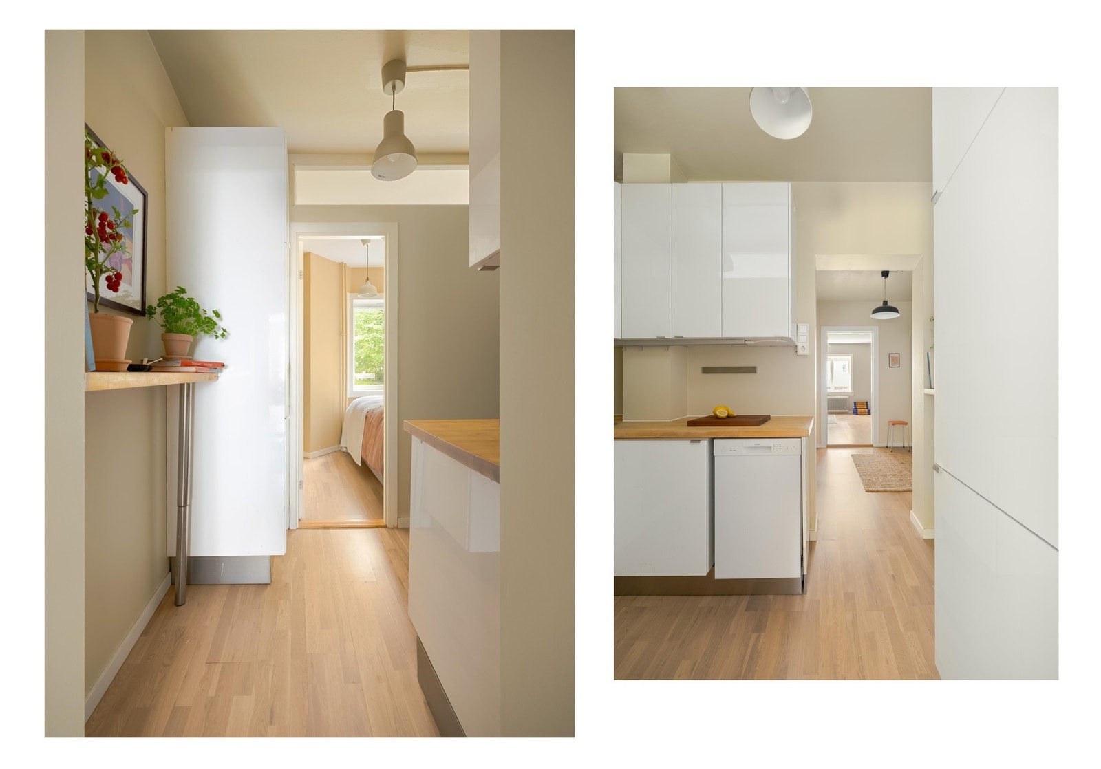 Fra kjøkkenet finner vi soverommet, som er vendt mot den rolige bakgården. Galleribilde