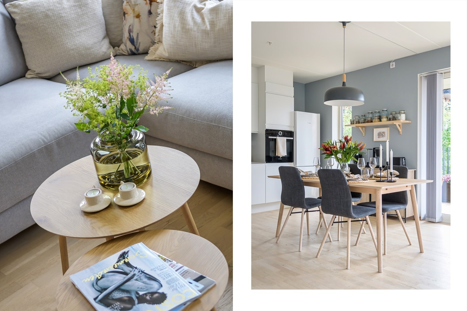 Hele leiligheten er malt i en innbydende og harmonisk fargepalett Galleribilde