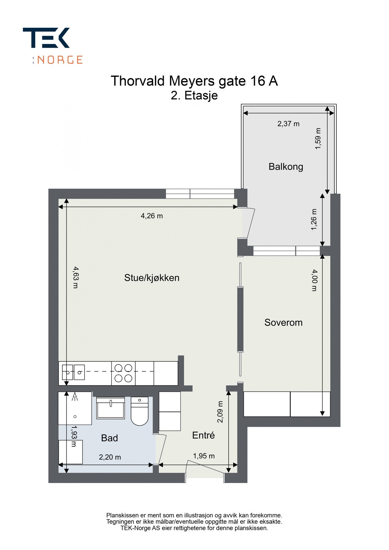 Thorvald Meyers gate 16A - Plantegning, 2. etasje. Galleribilde