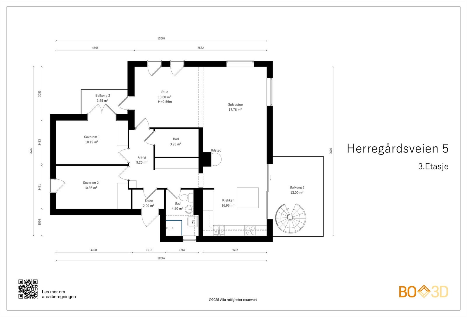 Plantegning 3. etasje Galleribilde