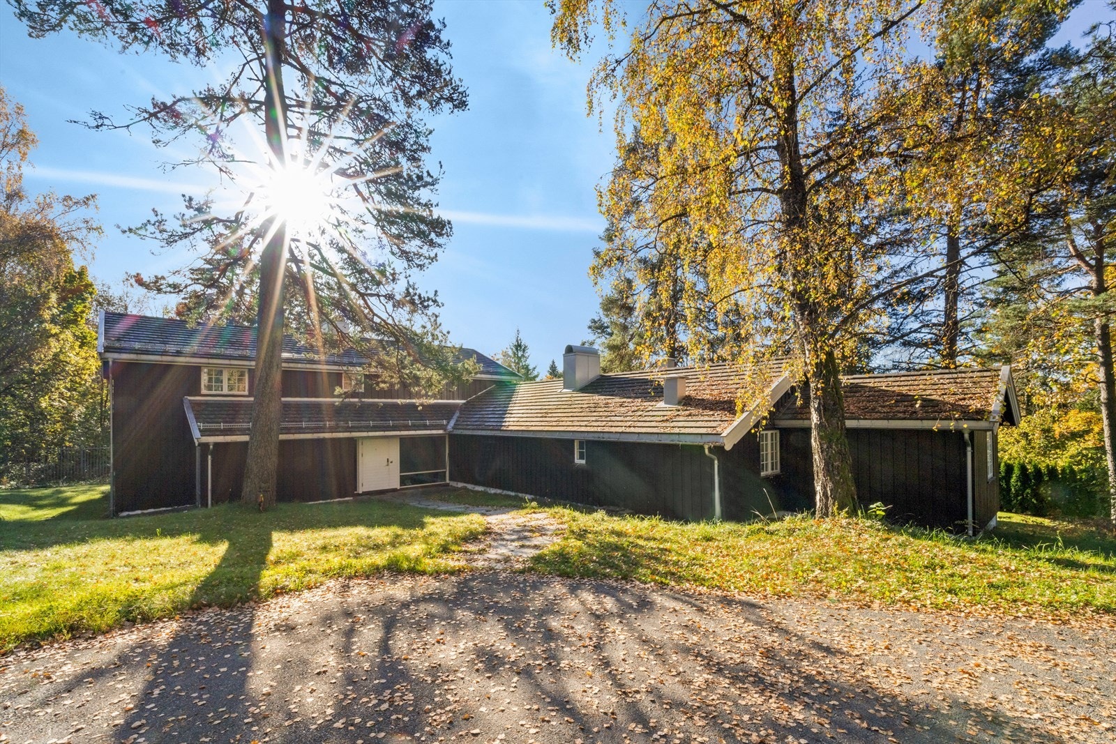 Tomten, som er romslig, er sydvestvendt, dels opparbeidet og dels naturtomt Galleribilde