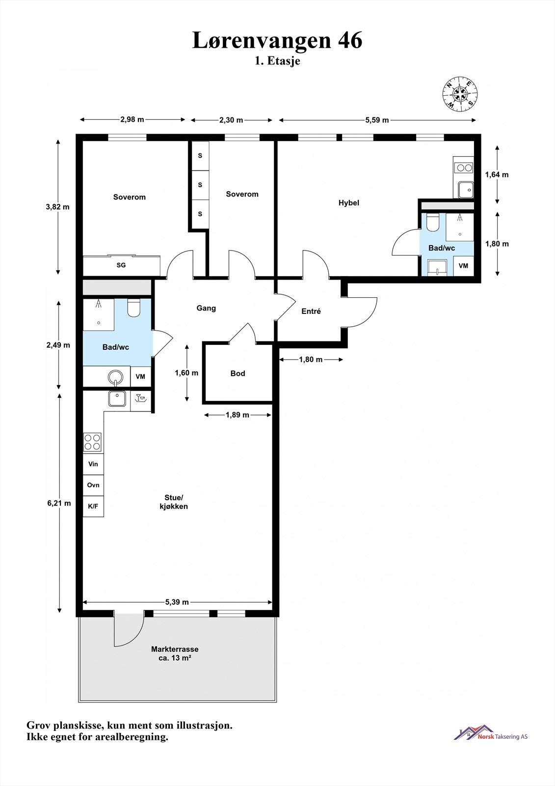 - Plantegning med hoveddel og hybel - Galleribilde