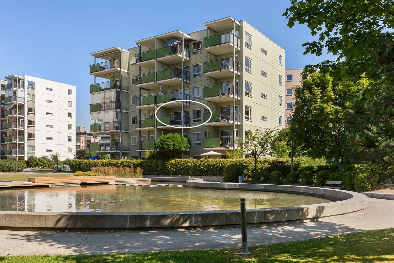 Fasade - markering viser leilighetens beliggenhet Galleribilde