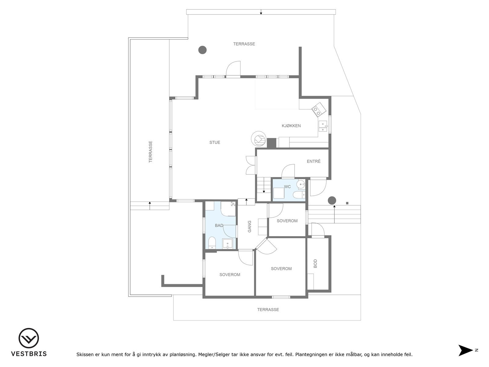 Hovedplan med nedsenket soveromsavdeling Galleribilde