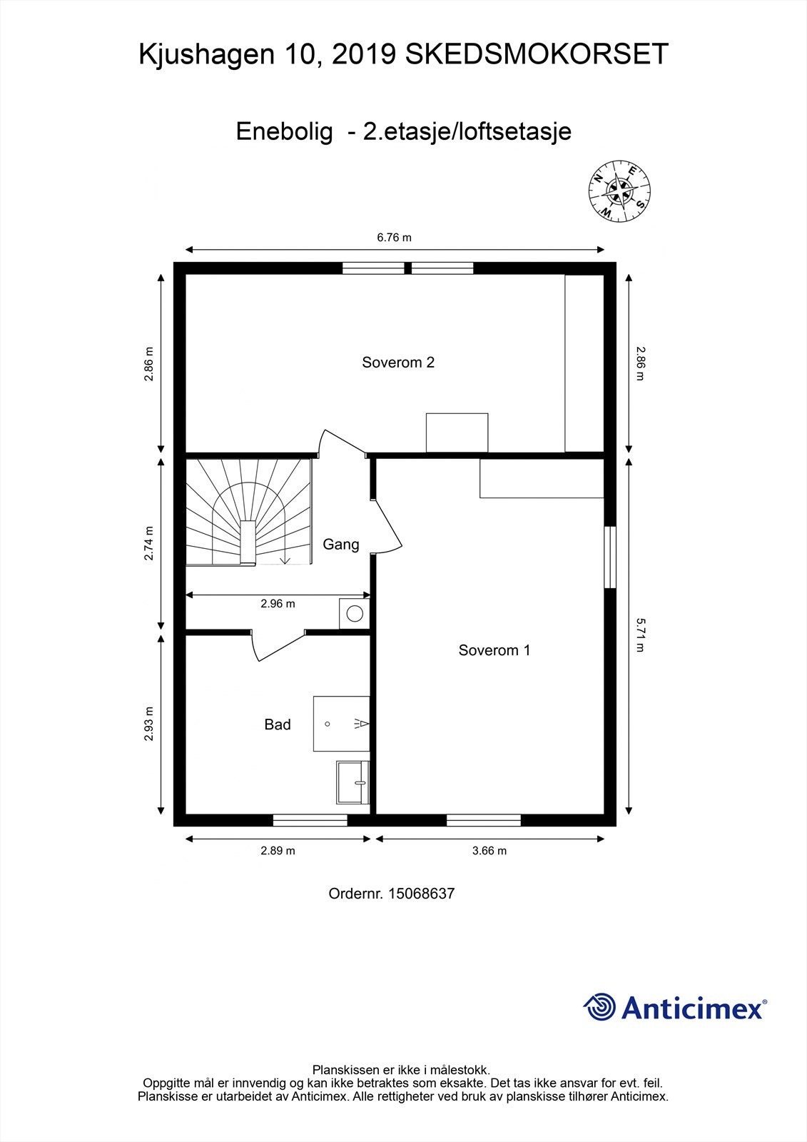 Plantegning 2.etasje/loftetasje Galleribilde