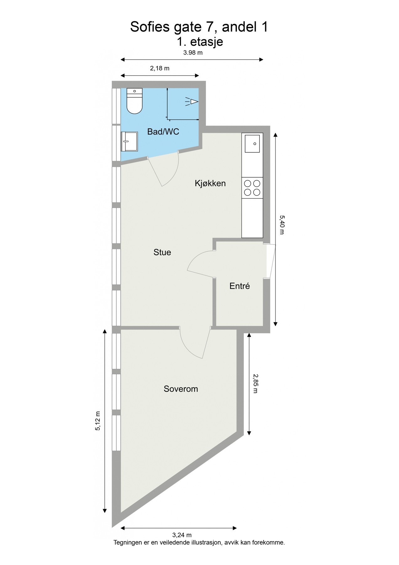 Plantegning. Skissen er kun ment som illustrasjon og er ikke målbar. Galleribilde