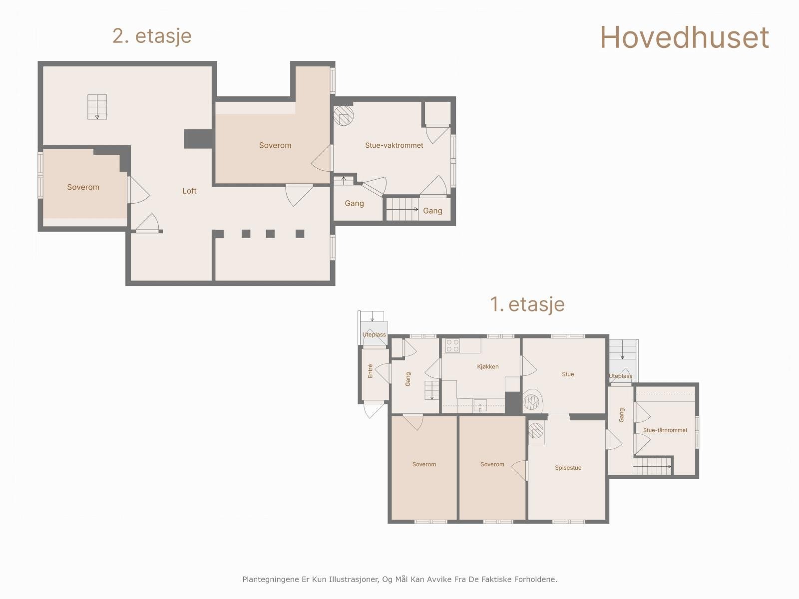 Plantegning hovedhuset (første og andre etasje) Galleribilde