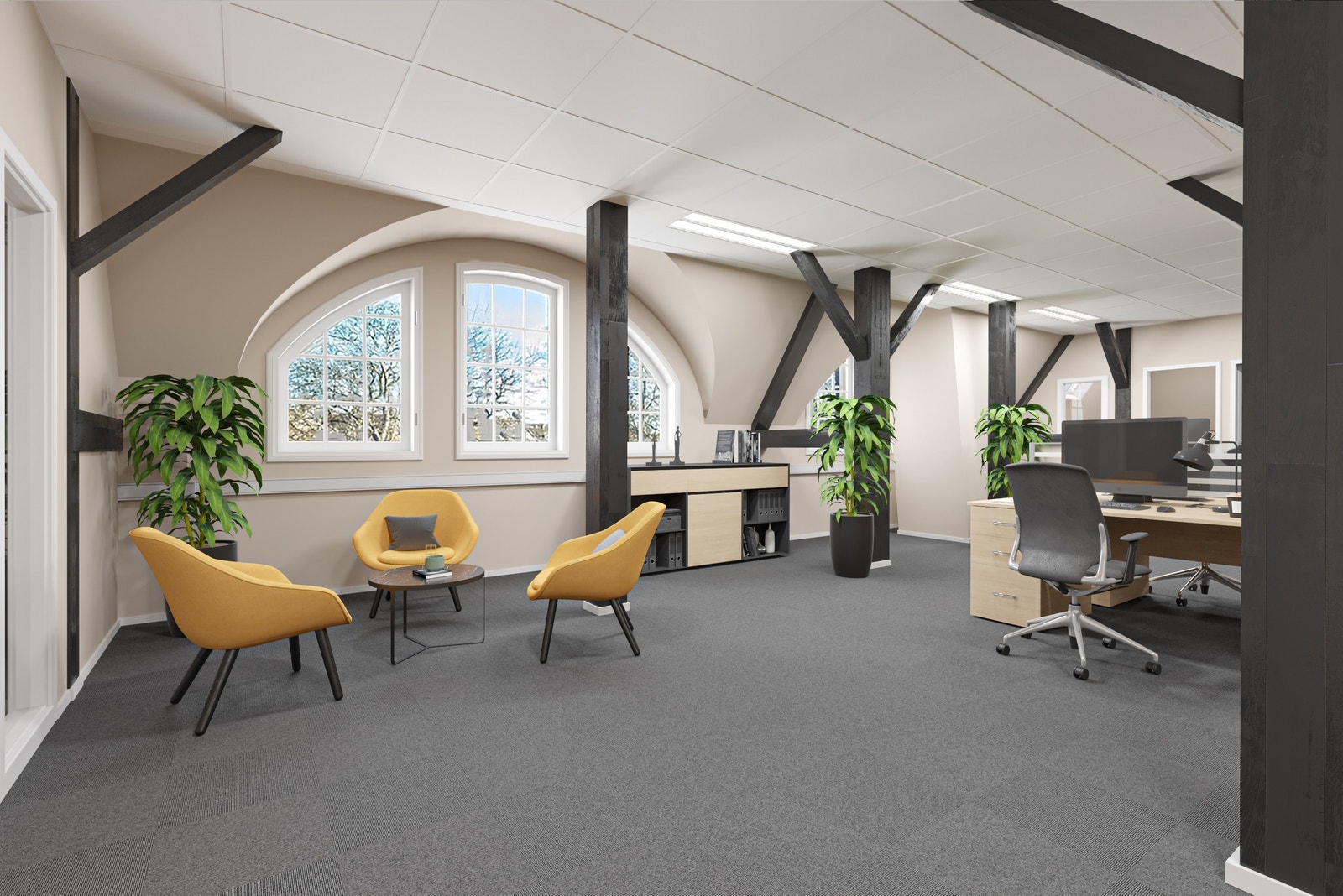 Det er også mulighet for leie av faste kontorplasser i åpent landskap. Galleribilde