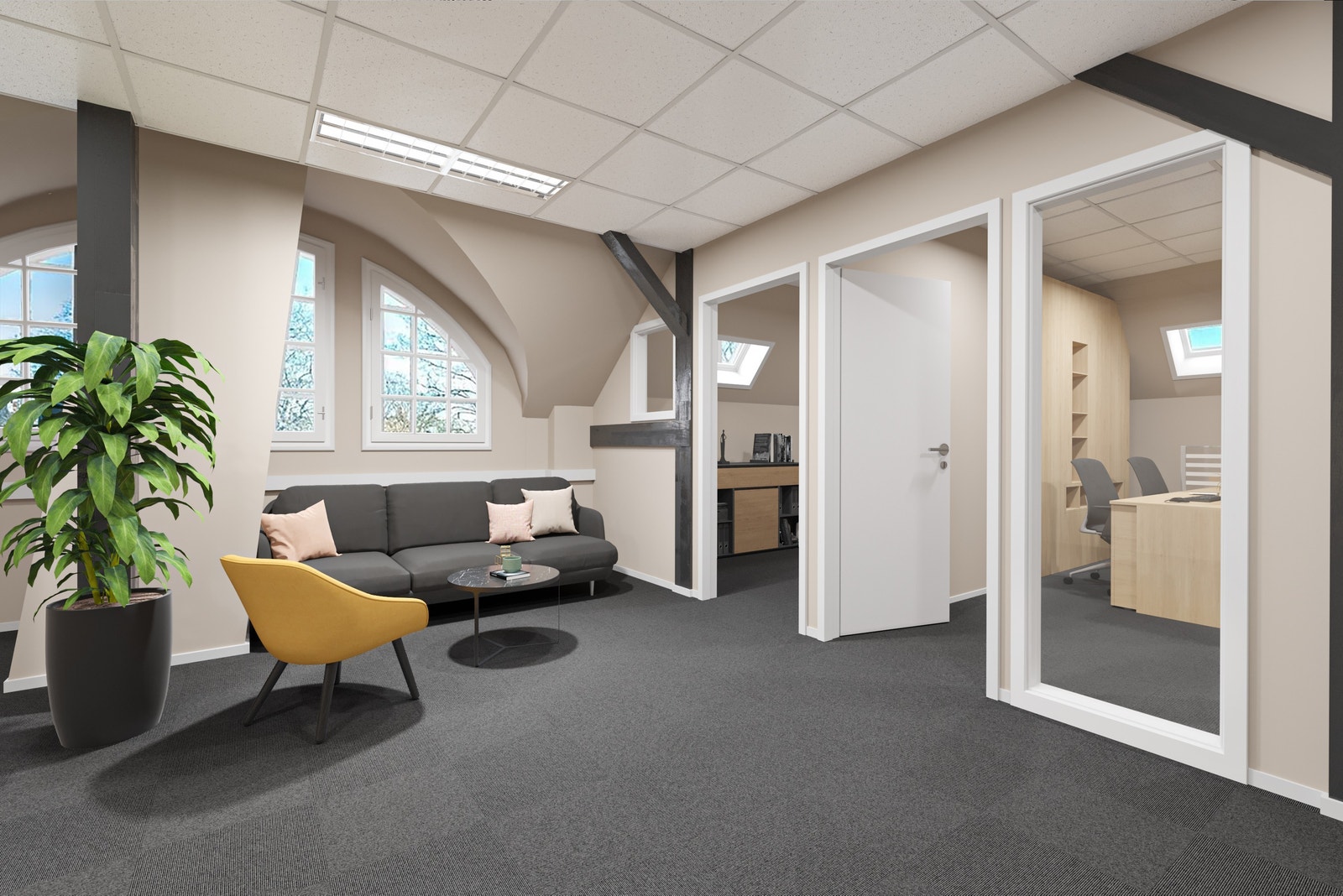 Alle kontorceller har høy standard og varierer i størrelse. Det er også mulighet for tilpasninger av areal om det skulle være nødvendig. Galleribilde