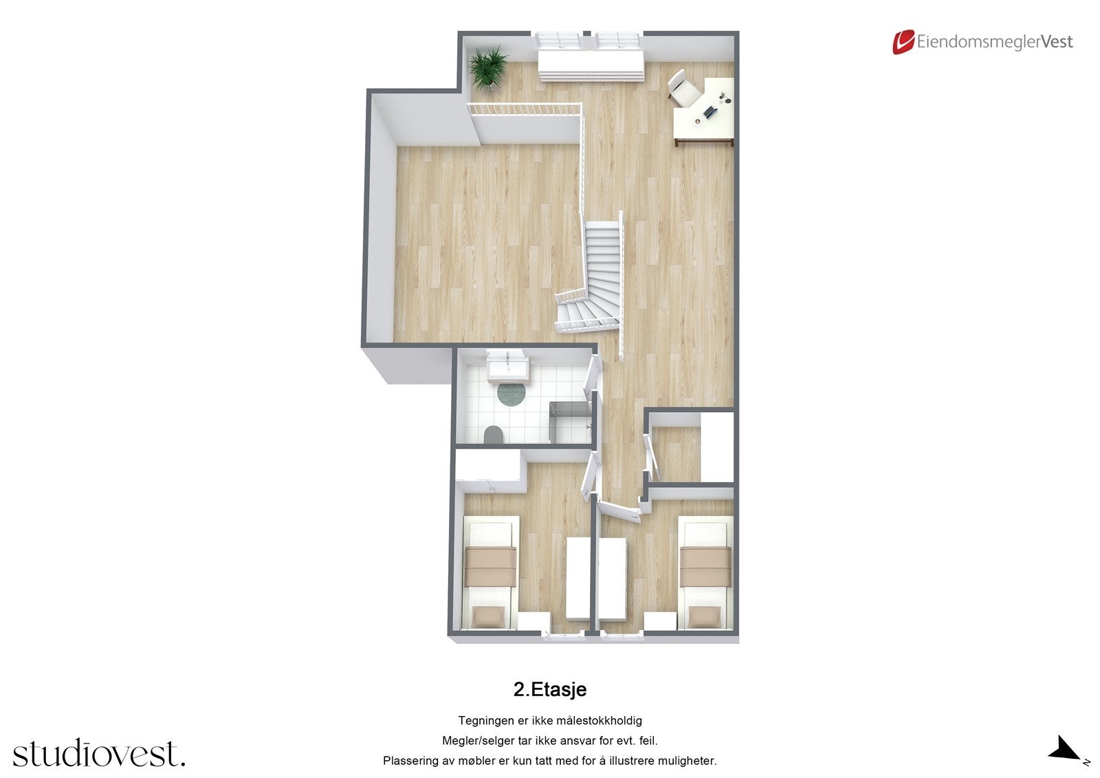 Planskisse 3D: Loft. Galleribilde