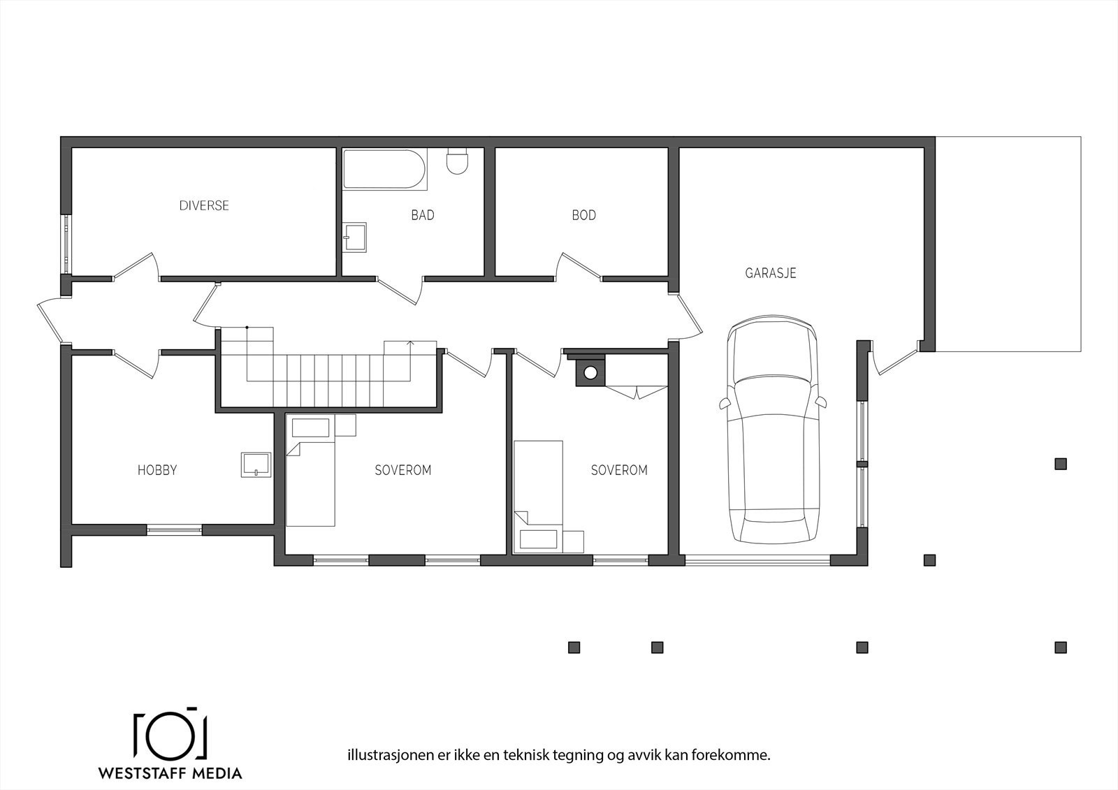 Plantegning 1. etasje Galleribilde