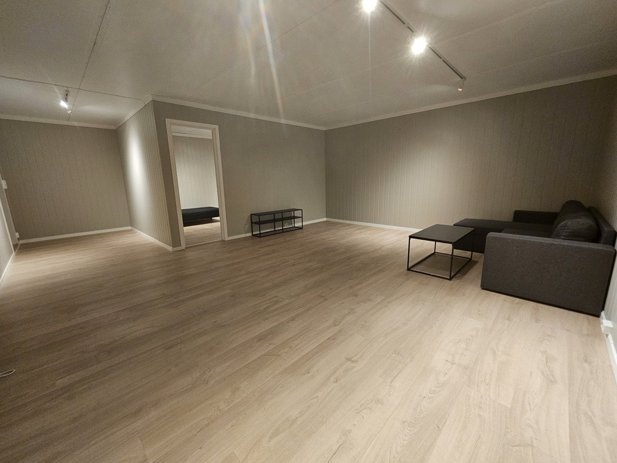 Her er bilde fra annekset som er på nesten 50 kvm. Denne kan benyttes som ekstra stue dersom ønskelig, eller som et ekstra leserom. Flere møbler vil etterhvert installeres her. Galleribilde