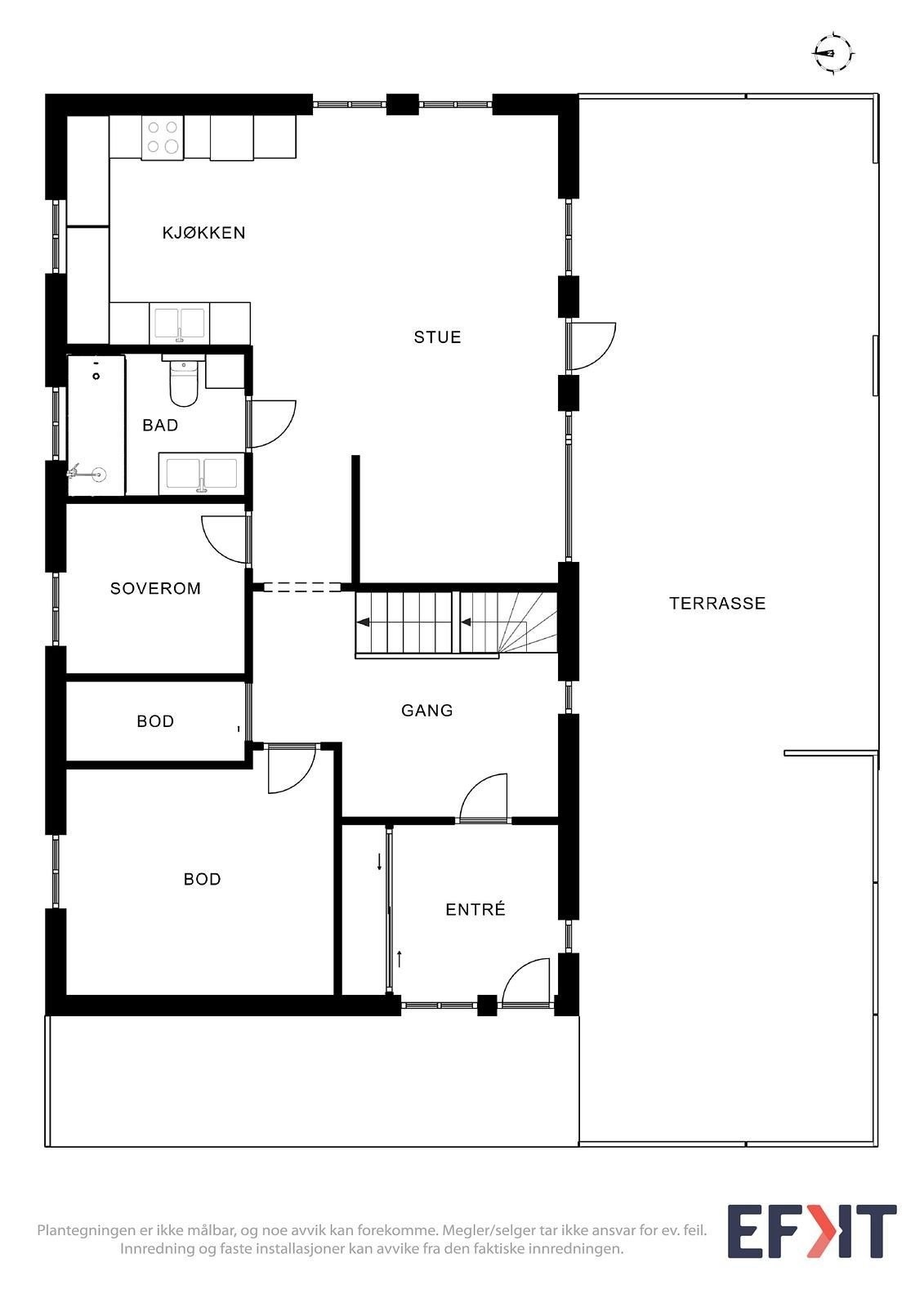Første etasje. Boden er brukt som soverom/stue Galleribilde