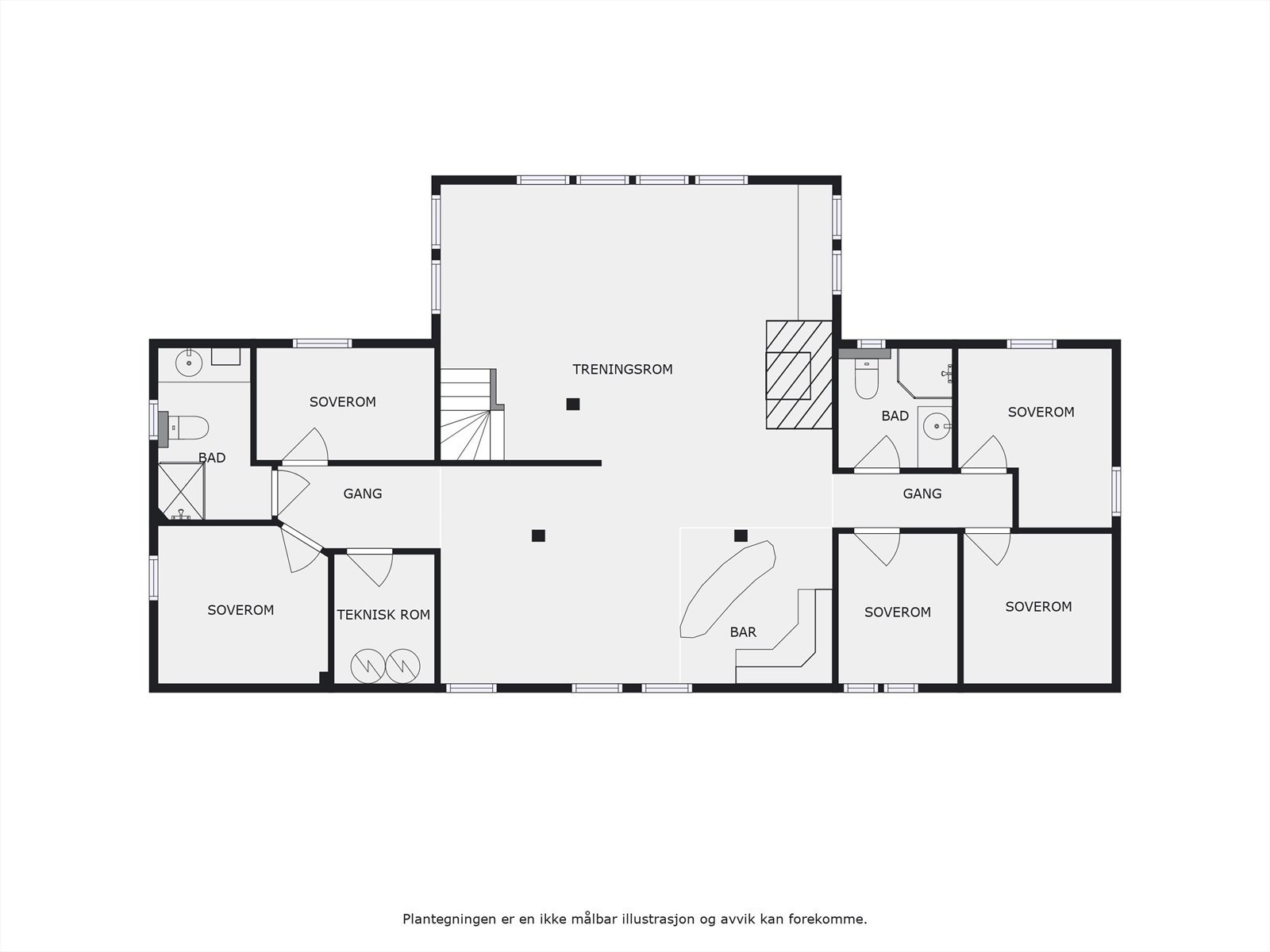 En etasje ned finner du en stor innredet kjelleretasje med særdeles god takhøyde og smarte løsninger Galleribilde