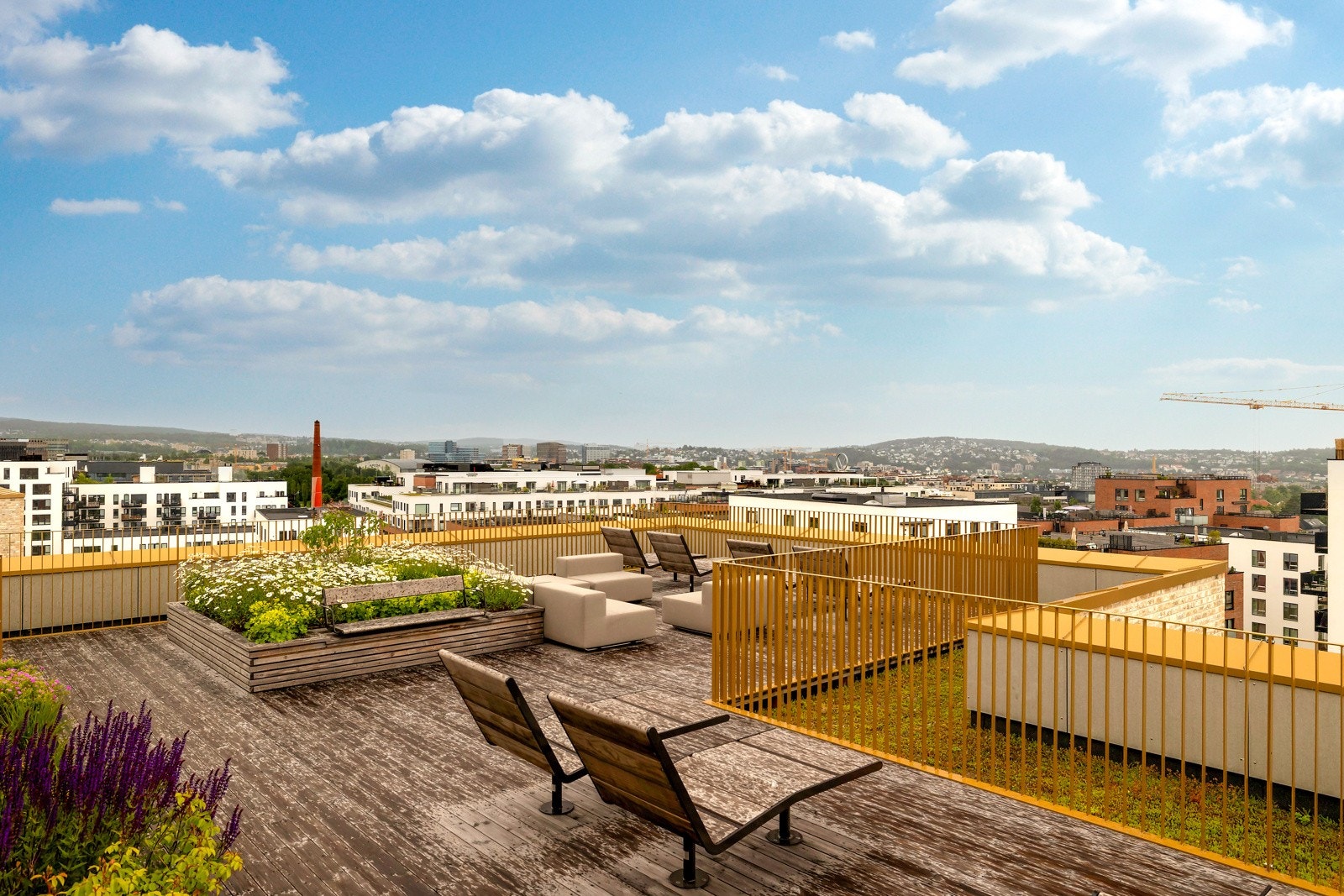 Sameiet har en flott felles takterrasse med utsikt over byen. Galleribilde