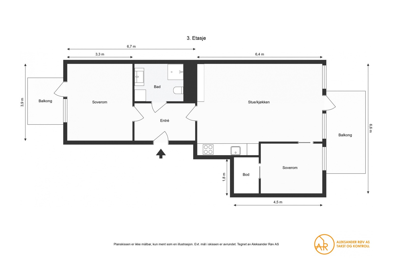 Plantegning 3. etasje Galleribilde