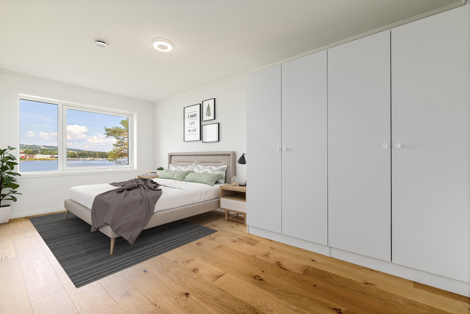 Soverom 1: Her er det god plass til garderobeskap. (Bildet er 3D møblert) Galleribilde