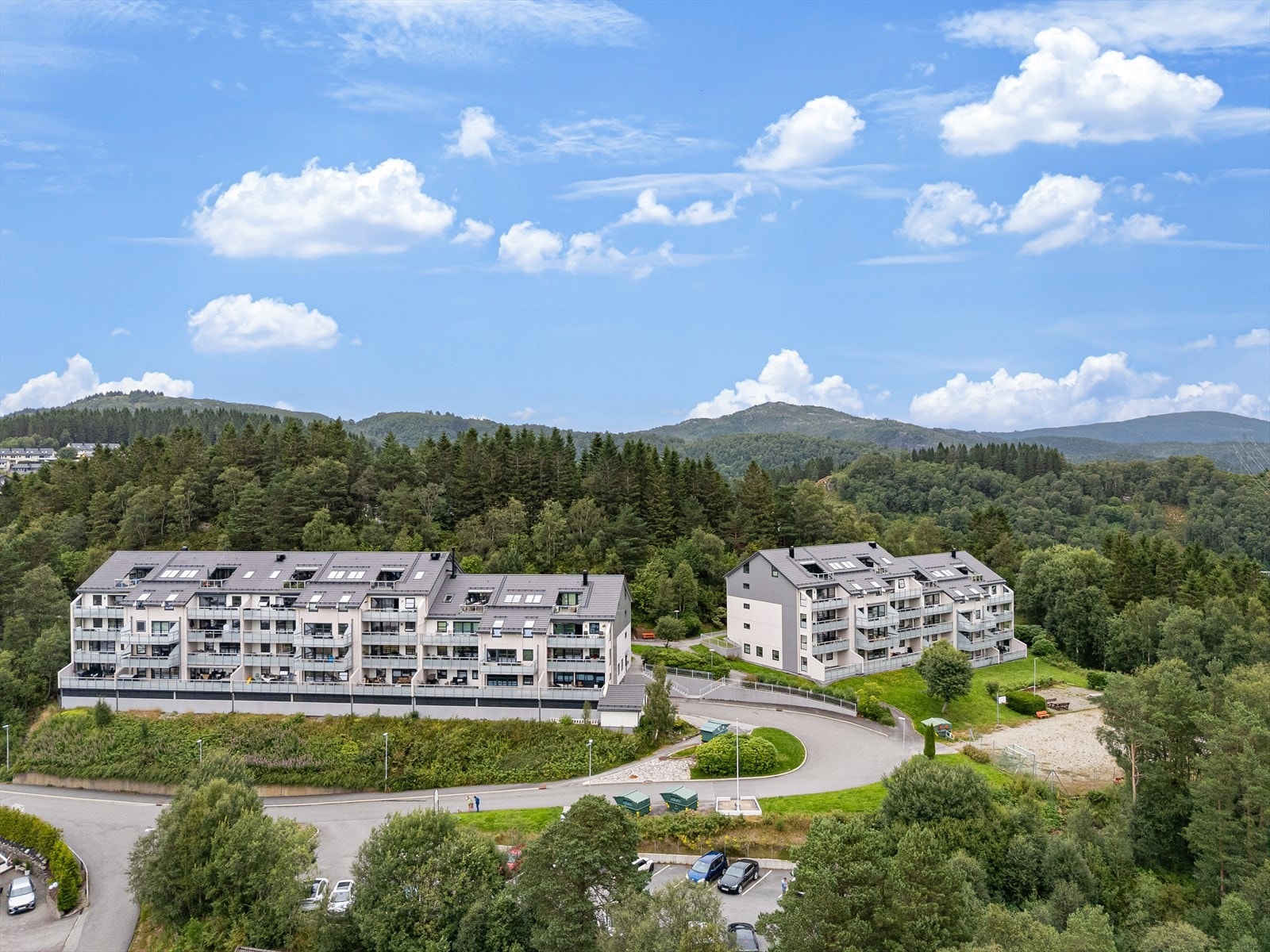 Flaktveithaugen borettslag består av totalt 56 leiligheter fordelt på to blokker. Bygningsmassen ble vesentlig oppgradert i perioden 2013/2015. Galleribilde