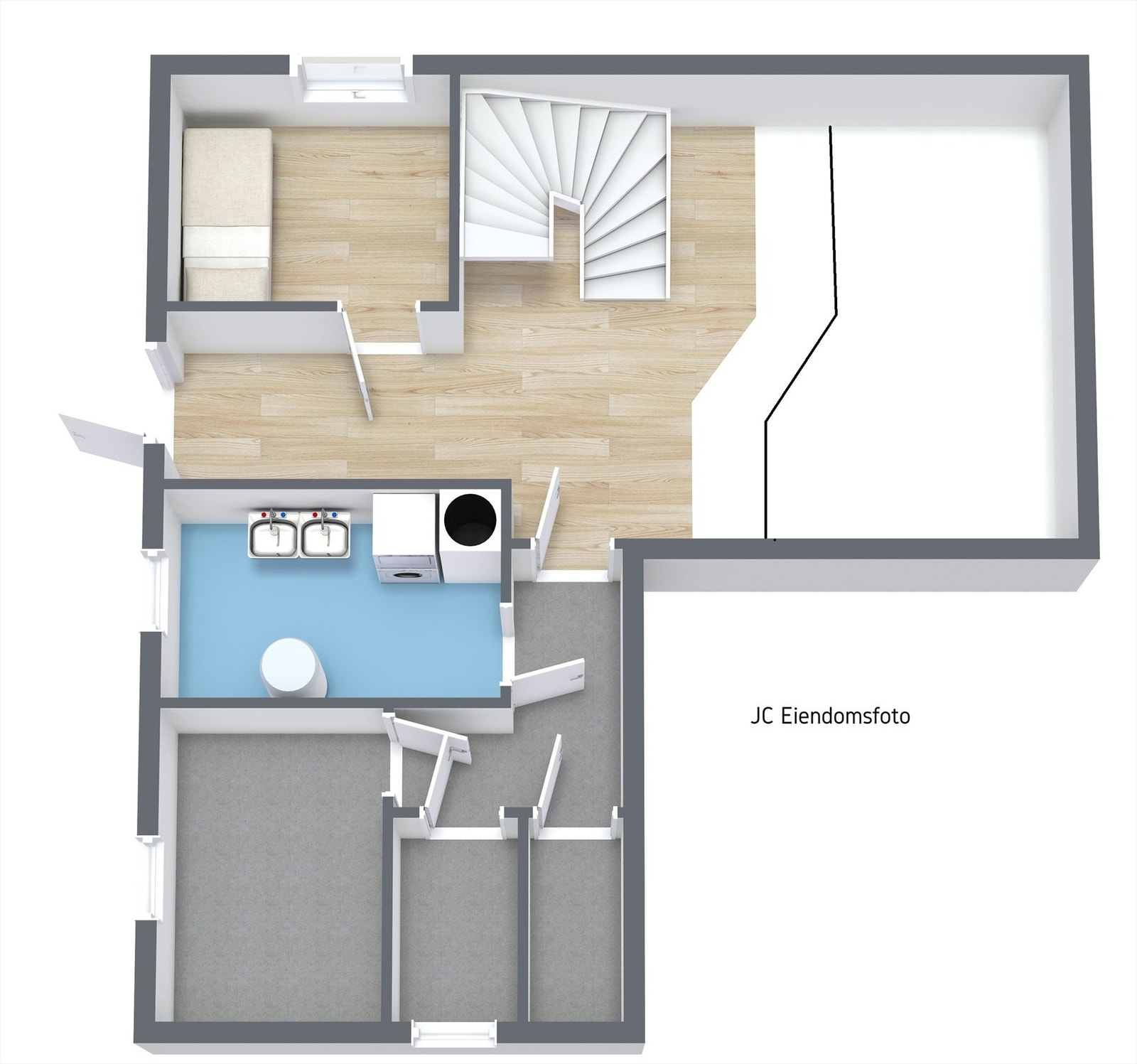 3 D plantegning underetasje Galleribilde
