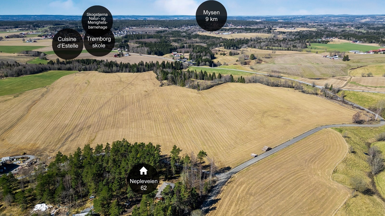 Landlig og usjenert beliggende. Solrikt. Galleribilde