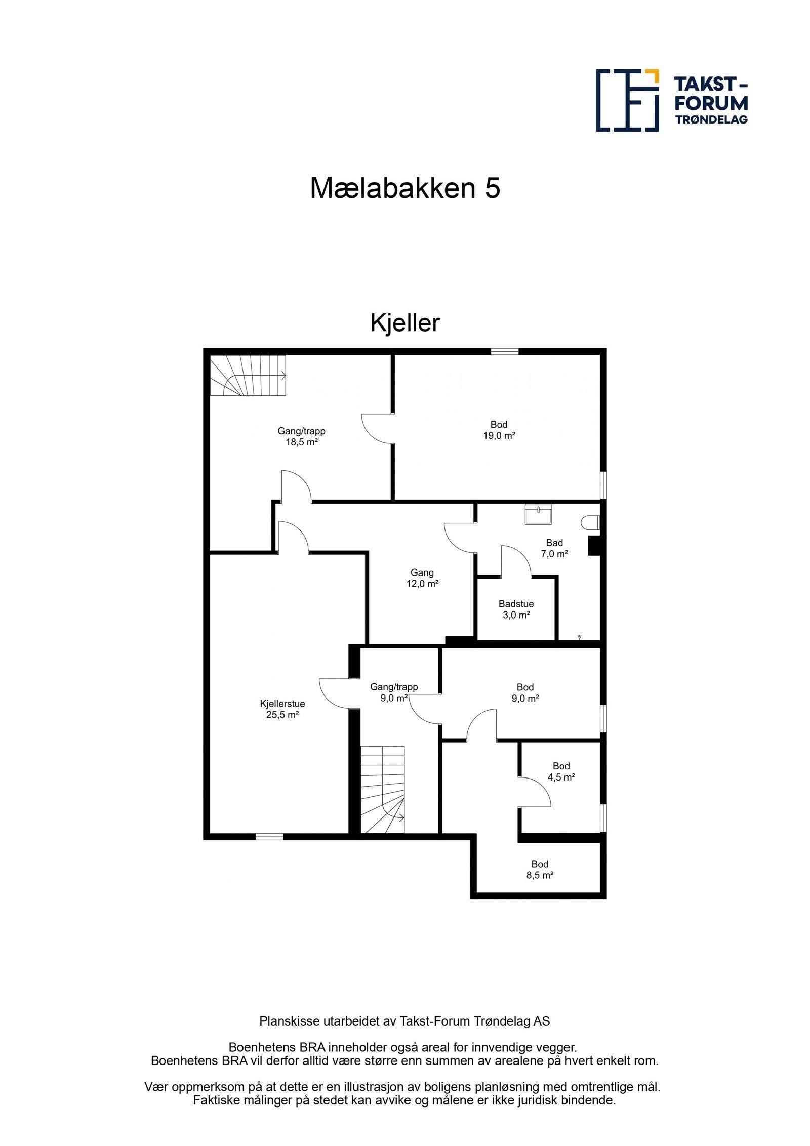 Planskisse kjeller. Galleribilde