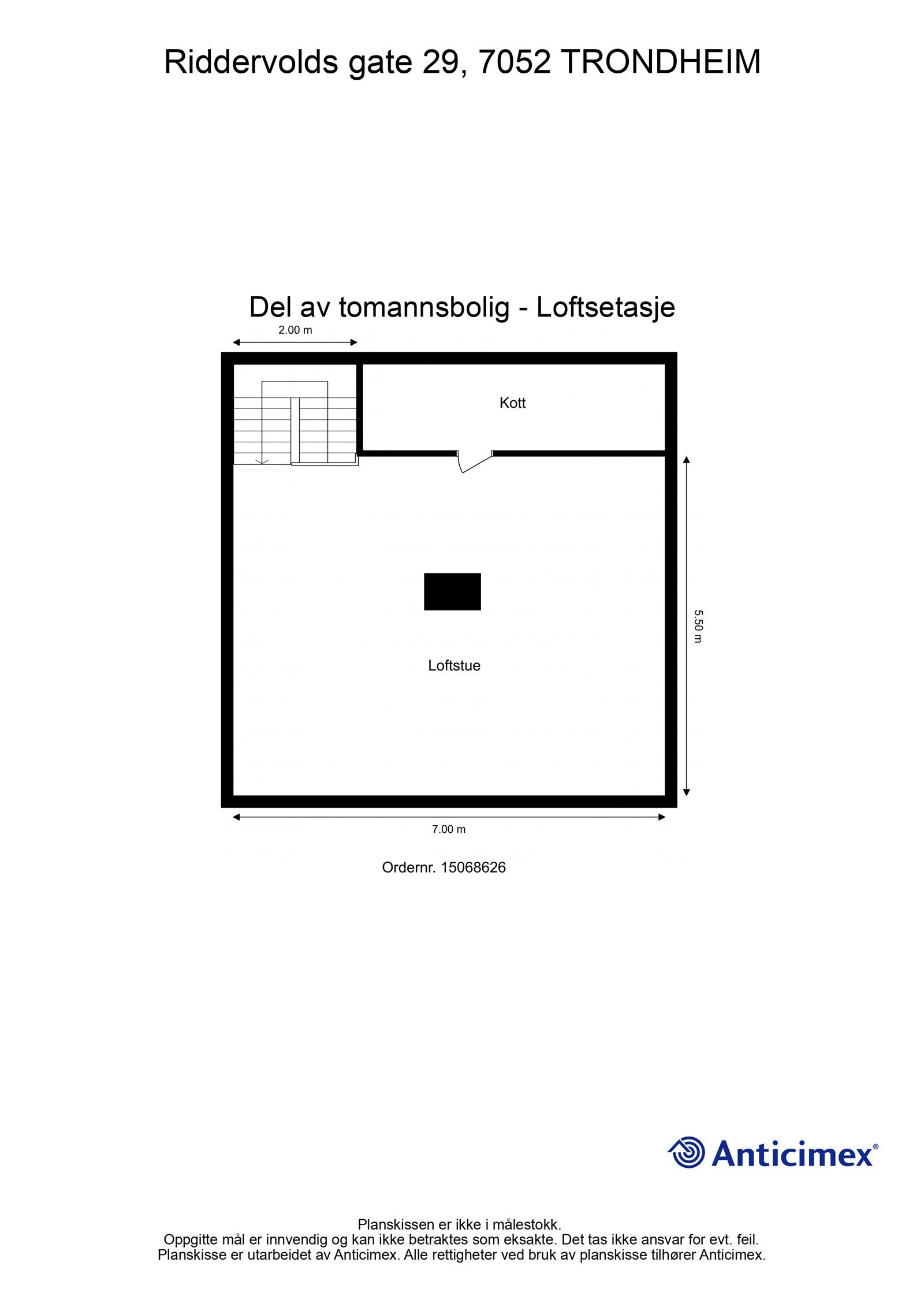 Plantegning - Loftsetasje. Galleribilde
