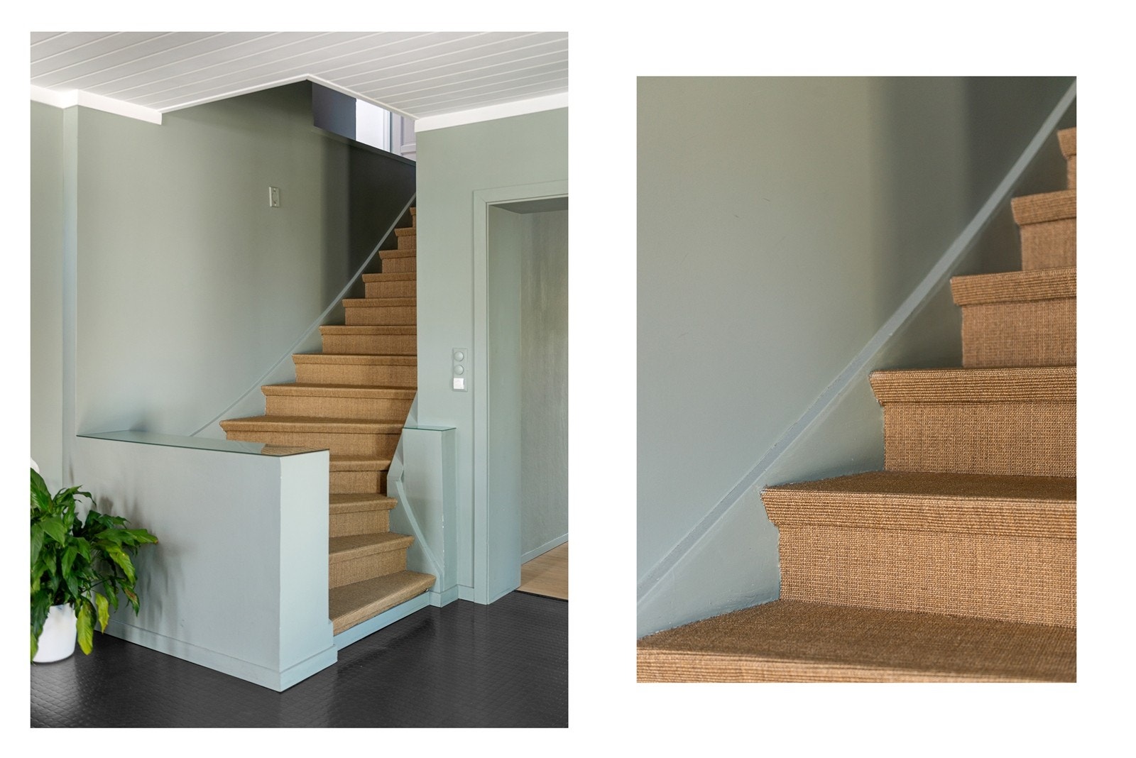 Stilig trapp med slitesterkt sisalteppe. Galleribilde