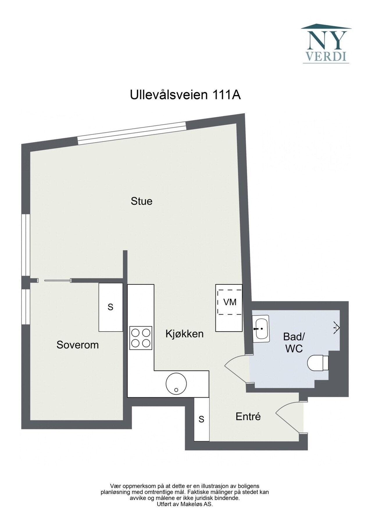Leilighetens planskisse, slik at du får orientert deg litt - avvik kan forekomme. Galleribilde