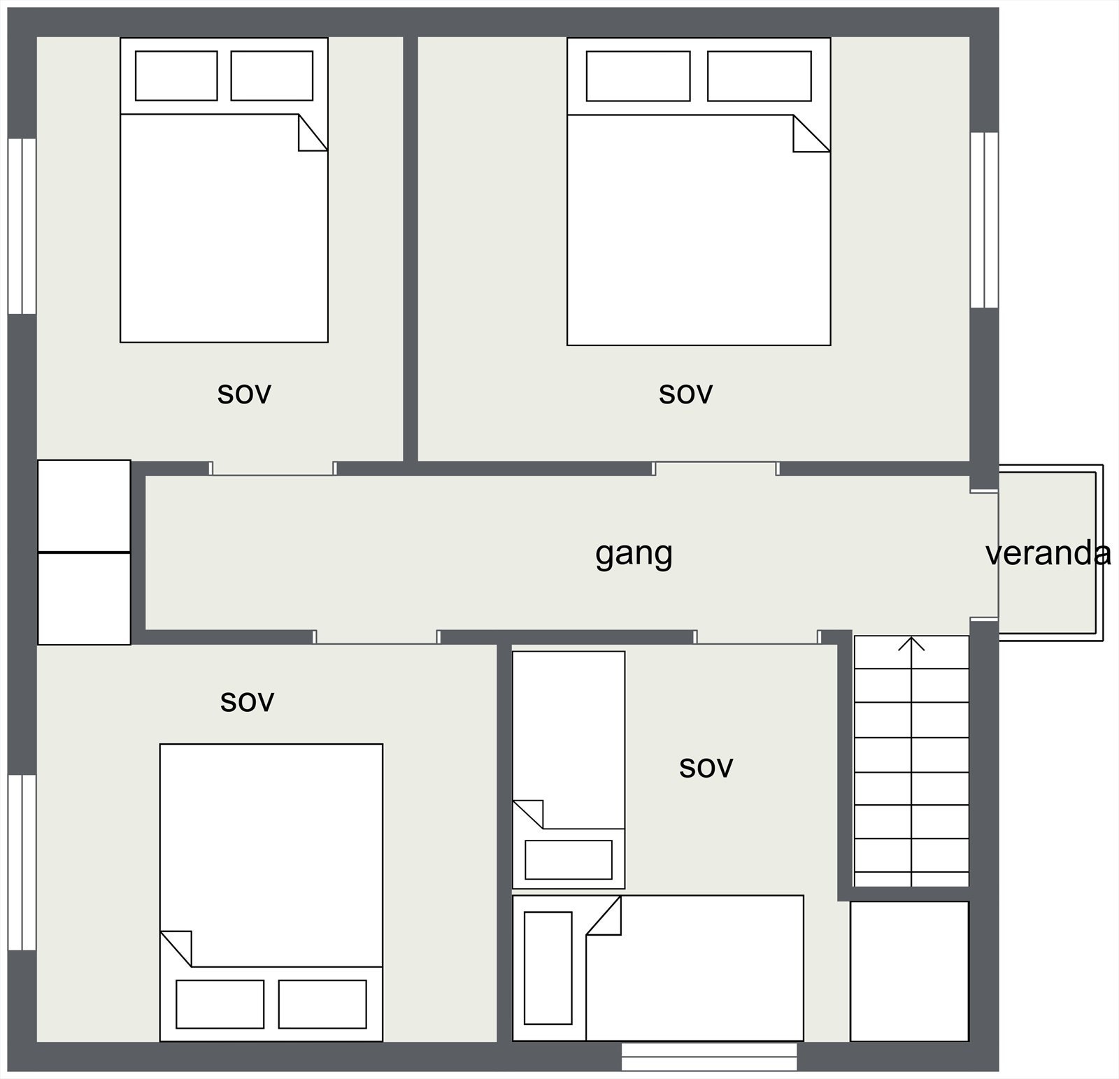 Plantegning loftsetasje. Galleribilde